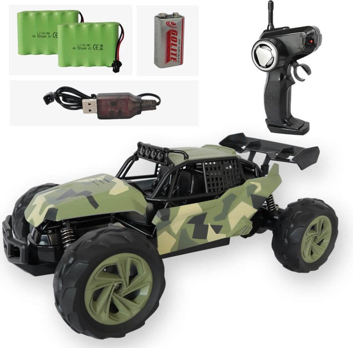 Bestuurbare Auto Offroad + EXTRA ACCU - RC Auto Afstandbestuurbaar - Camo groen - 1:14 - 30