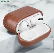BONOLA - AirPods pro case / hoesje - [italiaans leer] - BRUIN - Zeer hoge kwaliteit