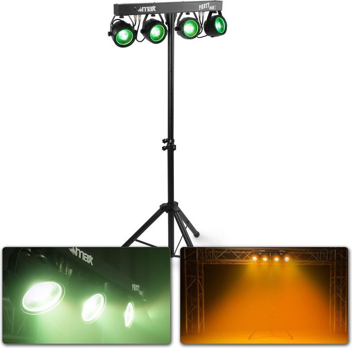 MAX Partybar11 lichtset - 4x 20W COB Par + statief