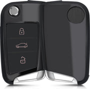 kwmobile autosleutelhoes voor VW Golf 7 MK7 3-knops autosleutel - TPU beschermhoes in hoogglans antraciet
