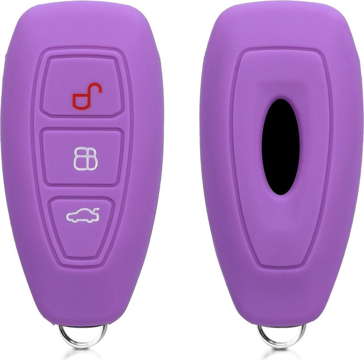 kwmobile autosleutelhoes voor Ford 3-knops autosleutel Keyless Go - Siliconen beschermhoes in paars