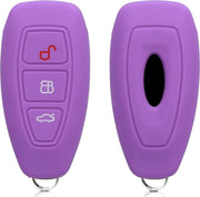 kwmobile autosleutelhoes voor Ford 3-knops autosleutel Keyless Go - Siliconen beschermhoes in paars