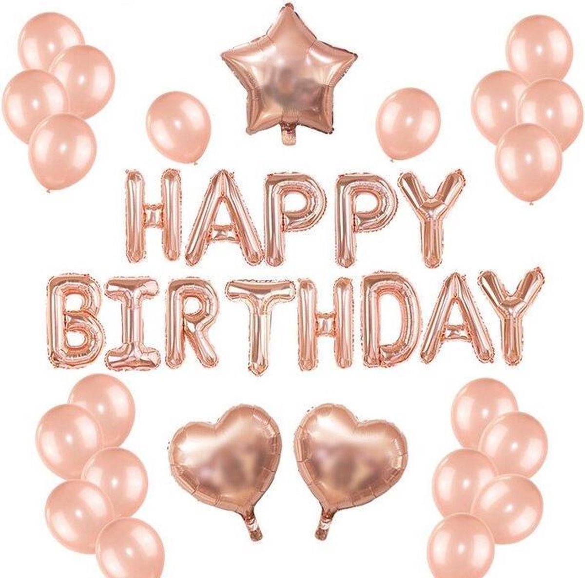 Verjaardag ballonnen set van 36 ballonnen! - Happy Birthday - Roze goud - Letterslinger - plus 23 losse ballonnen - luxe ballonnen set