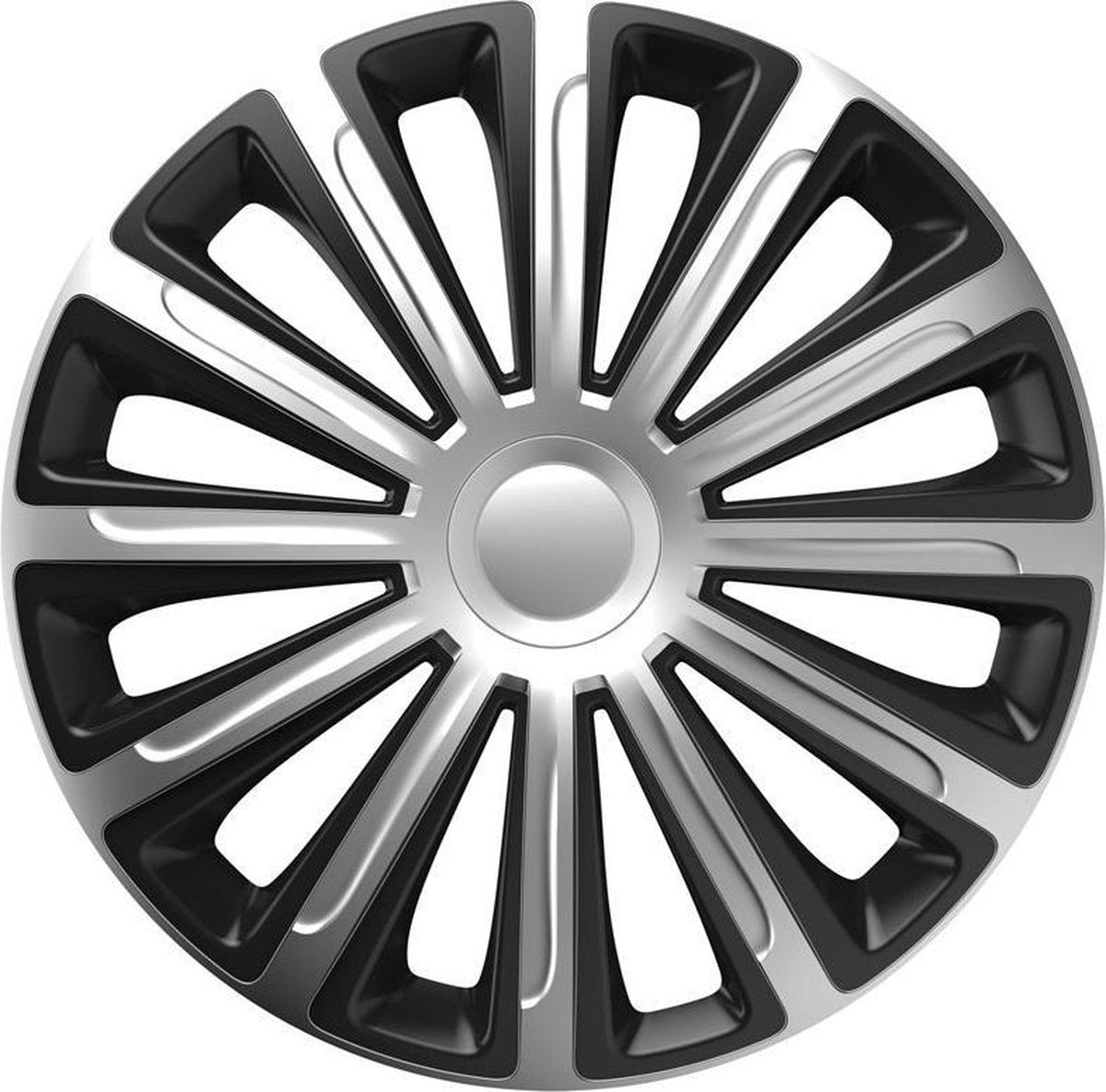 4-Delige Wieldoppenset Trend 16-inch - Zilver/Zwart
