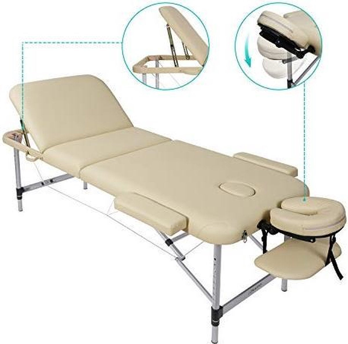 Naipo massagetafel - Opvouwbaar - In hoogte verstelbaar - PU-leder