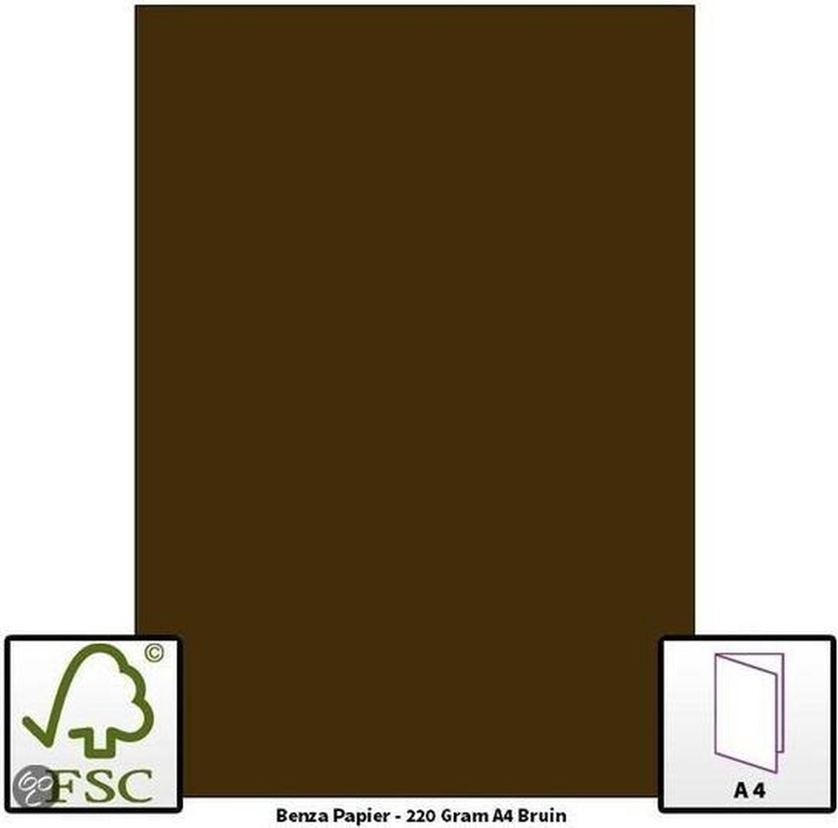 Benza Papier - Gekleurd Printpapier Hobbykarton 220 Gr. (Gram) A4 - Bruin - 10 Stuks (Wenskaarten)