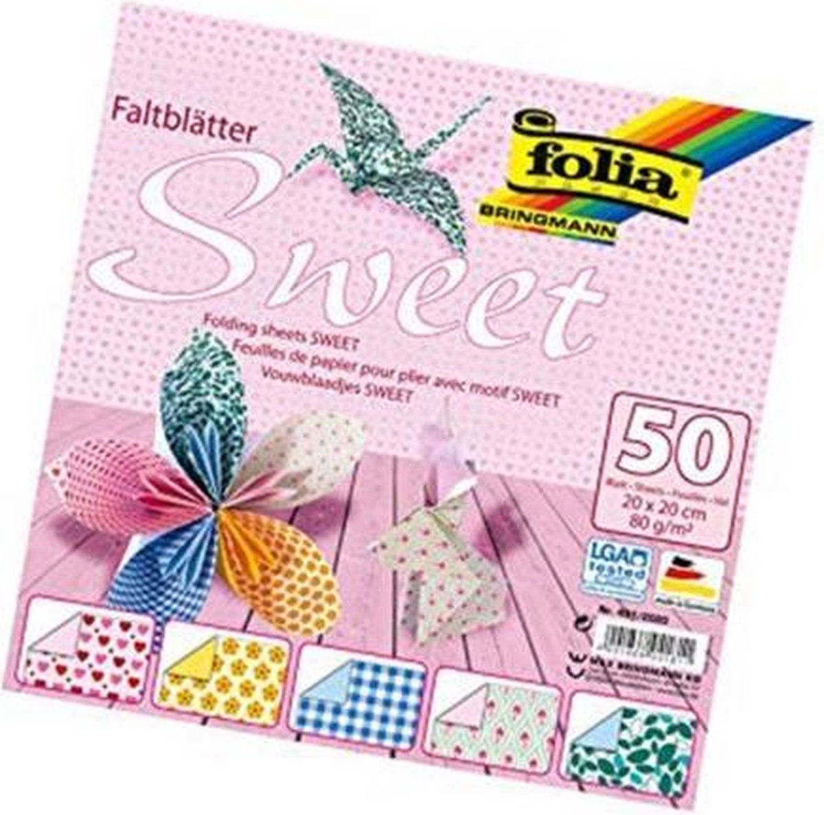 Vouwbladen 20x20cm 80g 10x5 ass. sweet