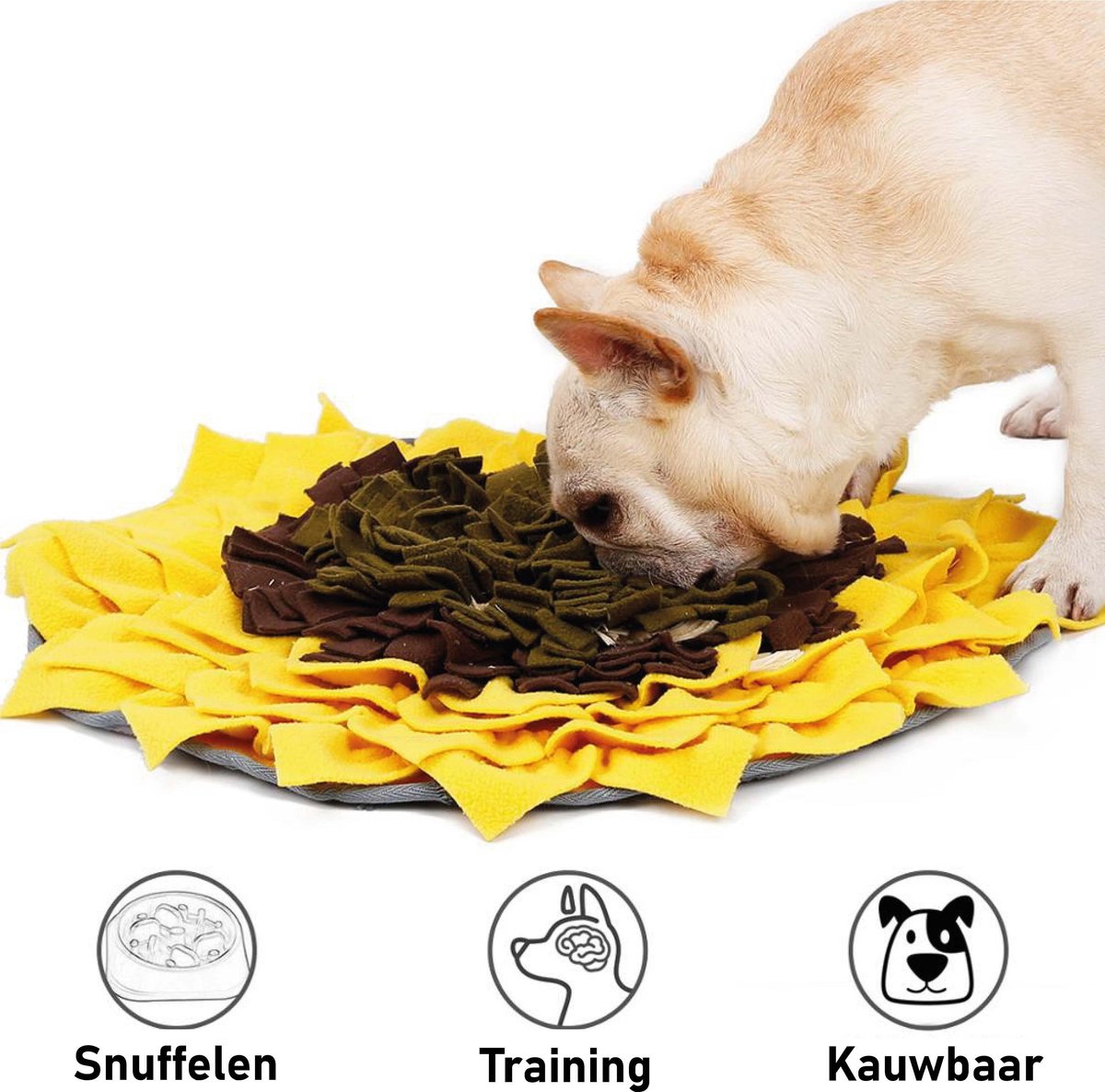 Snuffelmat Hond Kat Honden Speelgoed Puppy Speelgoed Katten Speeltjes - Snuffelmatten Voor Honden en Katten intelligentie - Hersenwerk - Speelmat - Konijnen - Training - Speeltjes - Trainingsmat - Anti-Schrok - Snuffelkleed - Zonnebloem