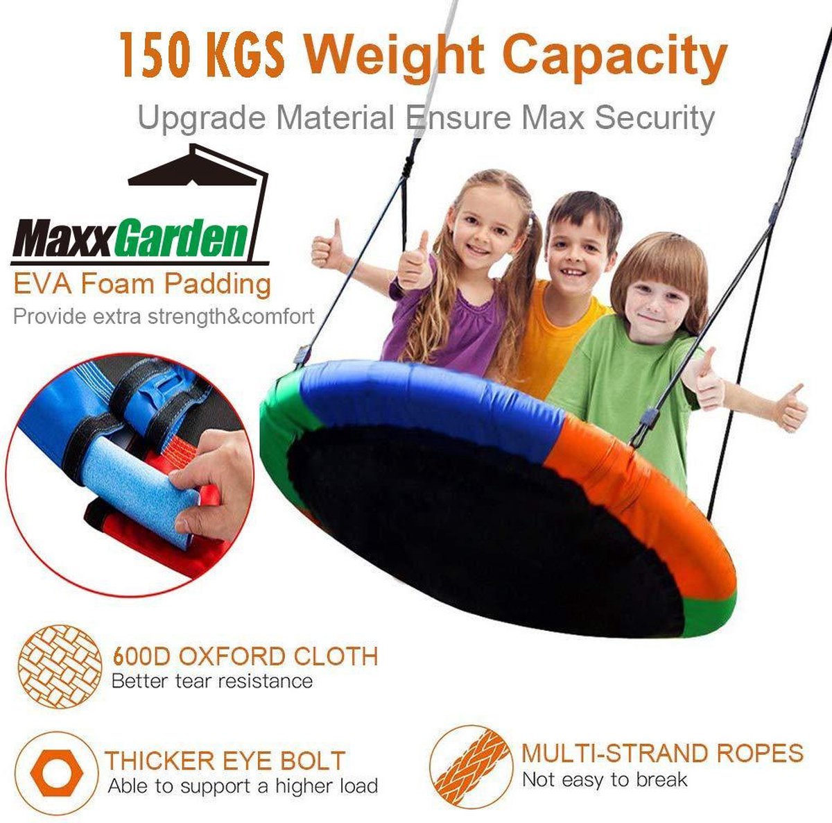 MaxxGarden  Nestschommel 110cm - BLAUW