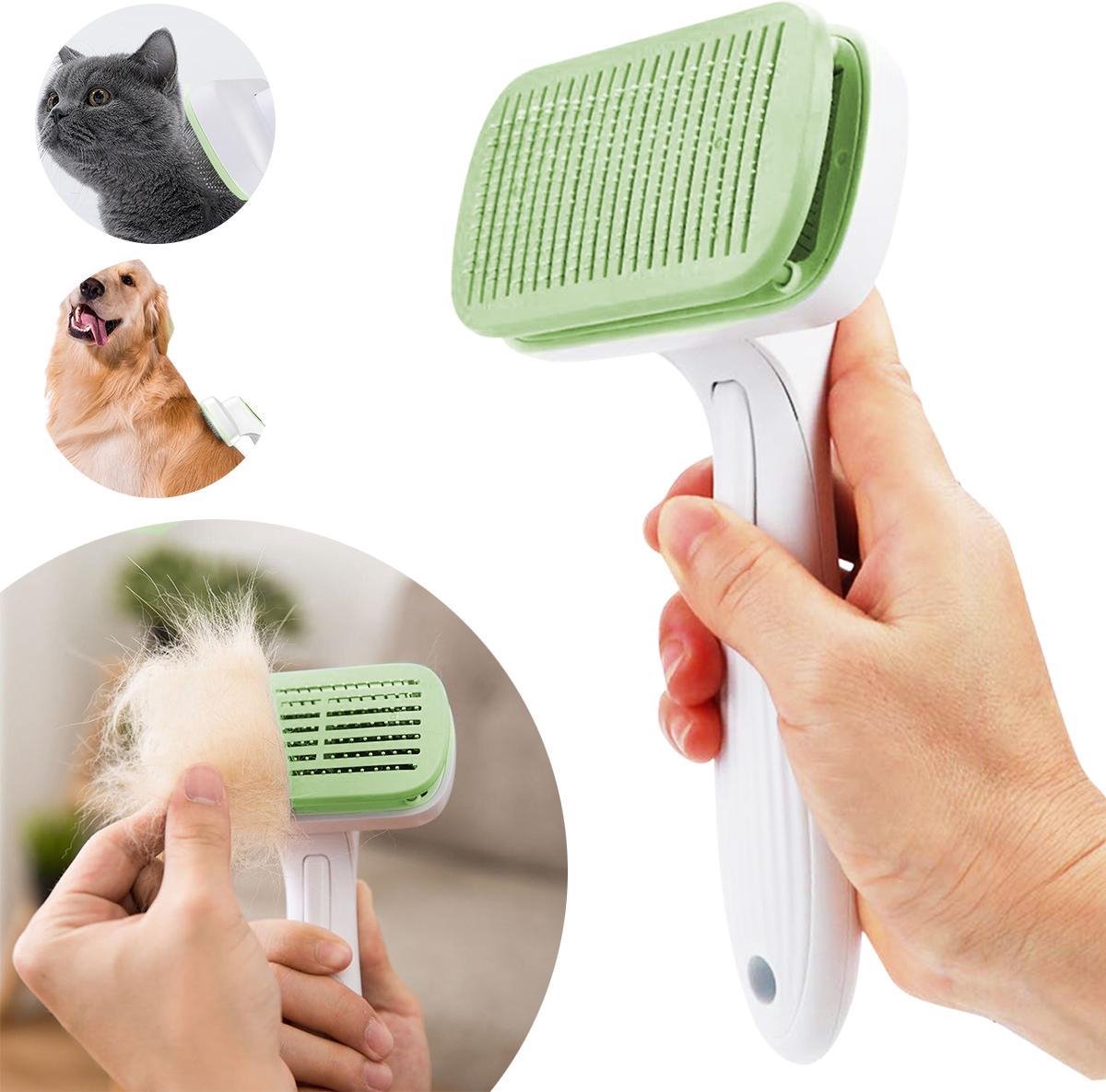Lubadoo® - Kattenborstel - Hondenborstel - Kattenkam - Kattenhaar - Hondenhaar - Huisdierhaar verwijderaar - Haarverwijderaar voor huisdieren - Langharig - Kortharig - Groen