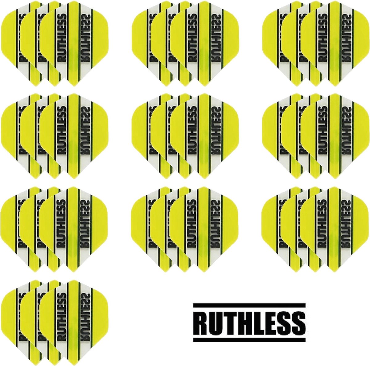 deDartshop 10 Sets (30 stuks) Ruthless flights Multipack - Geel - darts flights