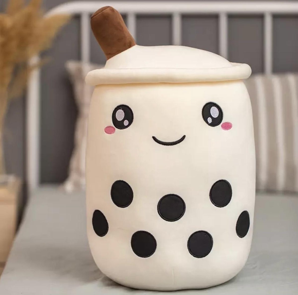Kenjiro - Bubble Tea Pluche 24 cm - Speelgoed - Knuffels - Kawaii - Grote Ogen - Cute - Knuffel Cadeaus - Pluche - Zacht - wit - Ideaal cadeau voor kinderen en volwassenen - 24cm