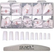 GUAPÀ® Nageltips 500 stuks in stevige doos | Plaknagels | Nepnagels | Nagelverlenging Acryl en Gel | Wit French Manicure