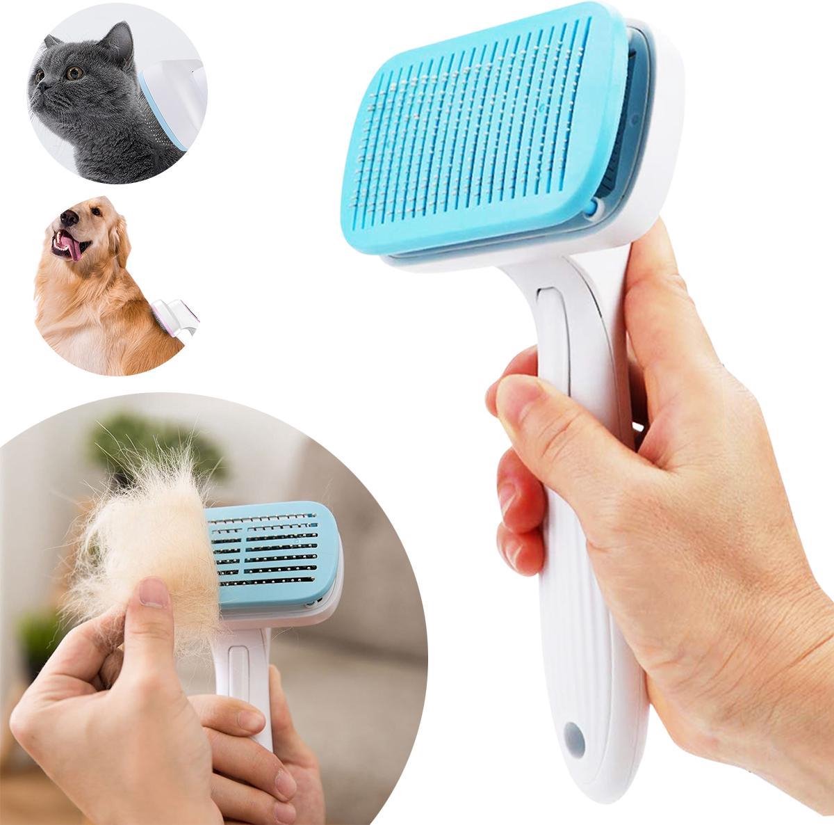 Lubadoo® - Kattenborstel - Hondenborstel - Kattenkam - Kattenhaar - Hondenhaar - Huisdierhaar verwijderaar - Haarverwijderaar voor huisdieren - Langharig - Kortharig - Blauw