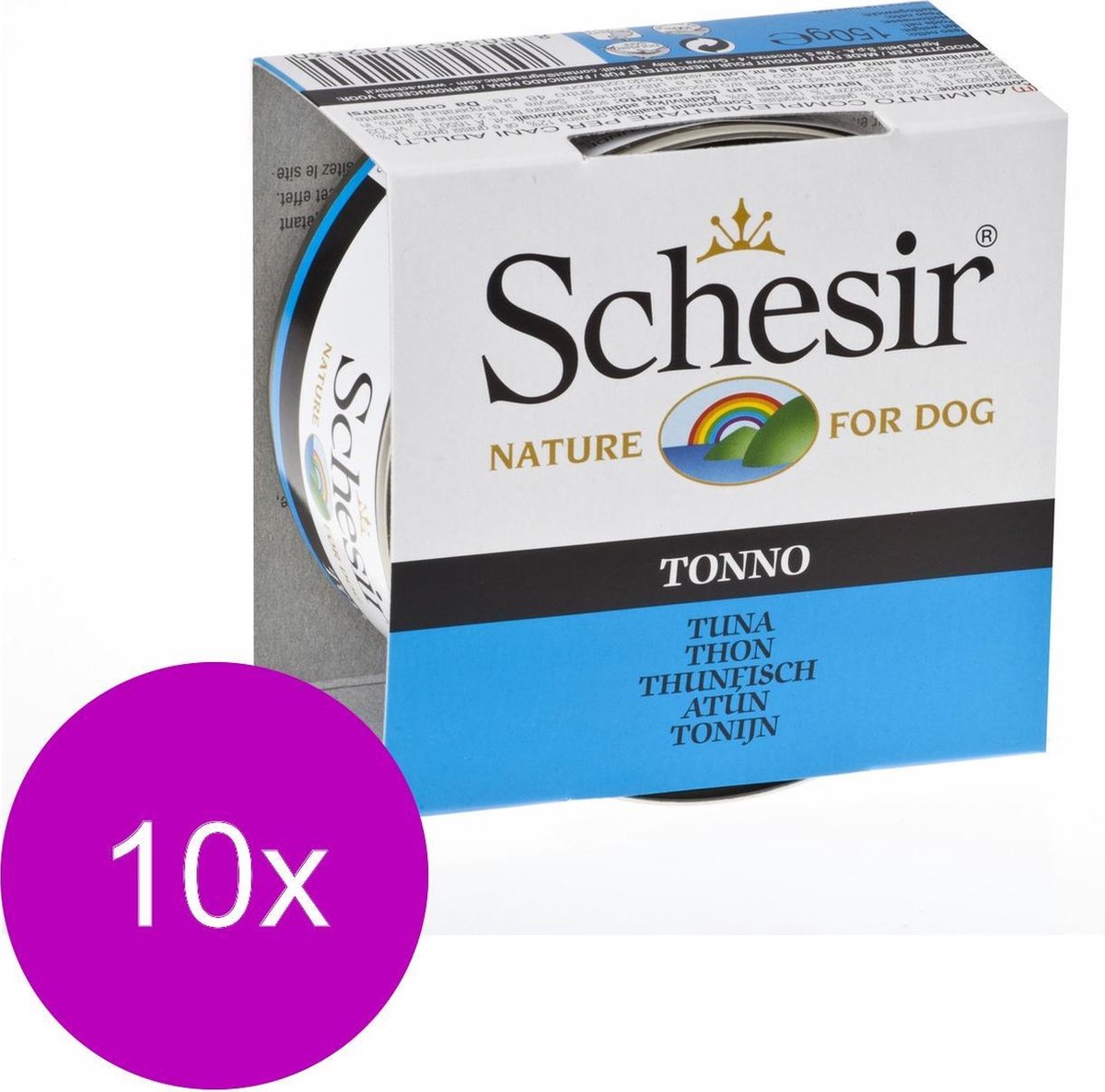 Schesir Hond Blik Gelei 150 g - Hondenvoer - 10 x Tonijn