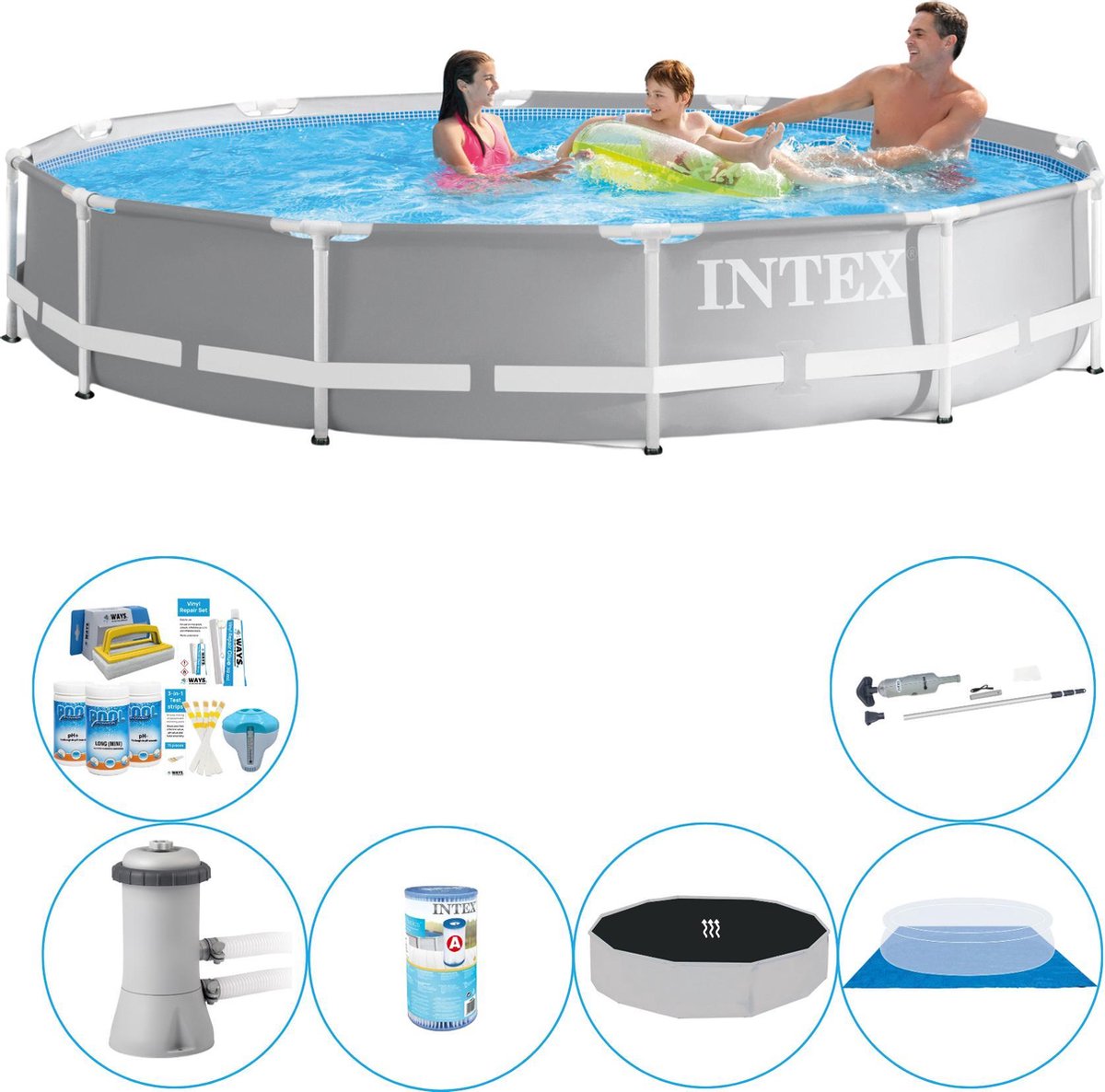 Intex Prism Frame Rond 366x76 cm - Zwembad Combinatie Pakket