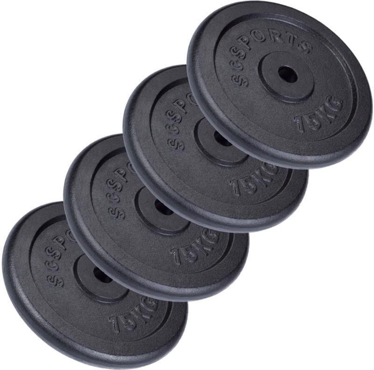 ScSPORTS® Halterschijven set 60 kg - Gietijzer - 30 mm - 4 x 15 kg - Gewichten