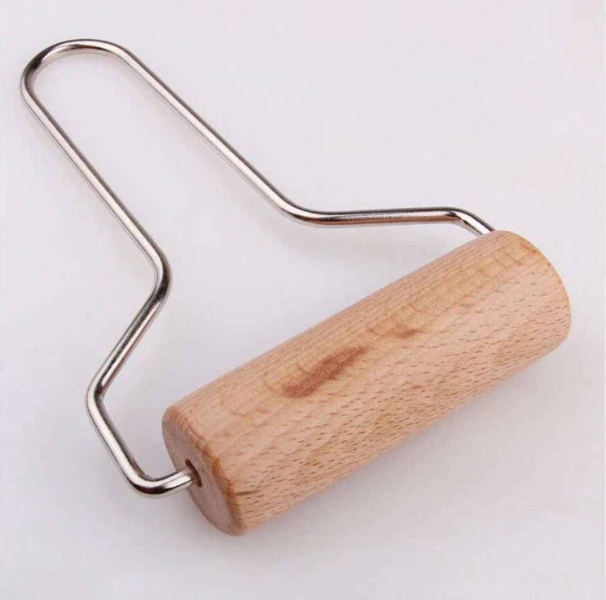 Klei roller - Houten boetseerroller met metalen handvat
