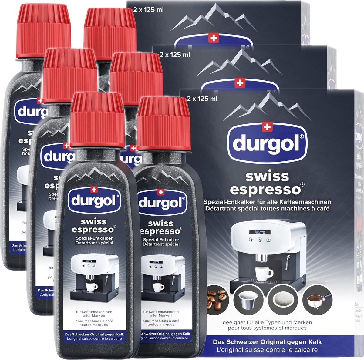 Durgol Swiss Espresso Ontkalker - 3 Verpakkingen = 6 Stuks