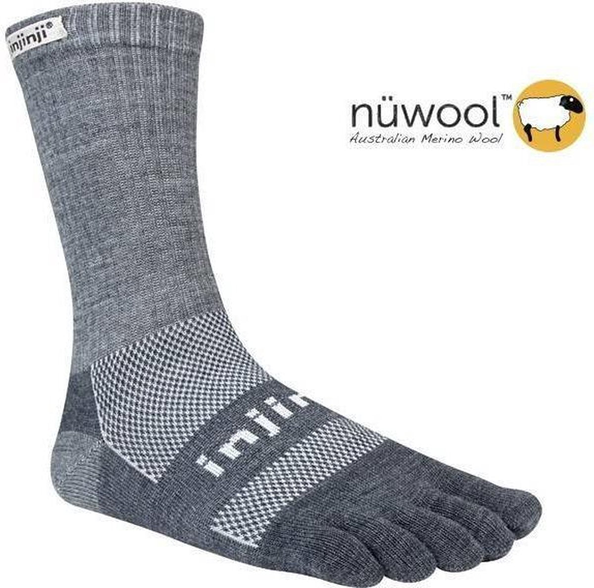 Injinji Outdoor Crew Nüwool Unisex 223370 - Meerkleurig charcoal Unisex - S=37-40