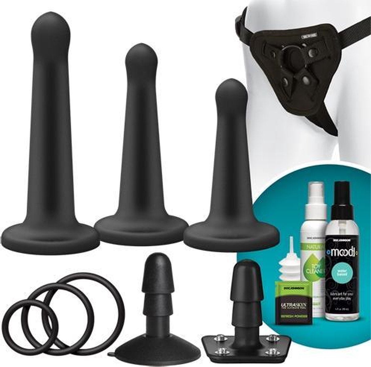 Bundle - Vac-U-Lock - Silicone Pegging Set met glijmiddel