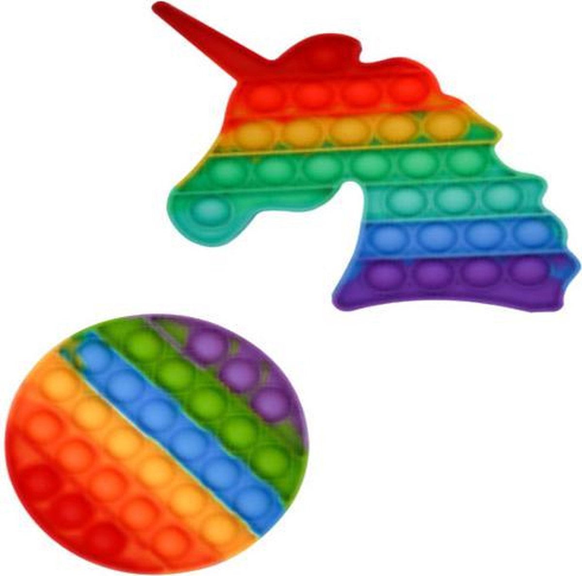 LOLA Pop It - Fidget Toys - Unicorn & Cirkel Popit Regenboog - Push Bubble - Anti Stress Angst Sensorisch Speelgoed - Perfect cadeau voor kinderen en volwassenen