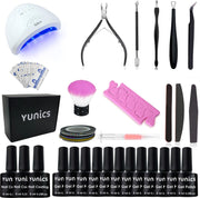 YUNICS® Gellak Starterspakket - Gel Lak Set - 48W Nageldroger - 12 Kleuren Gellak en Accessoires