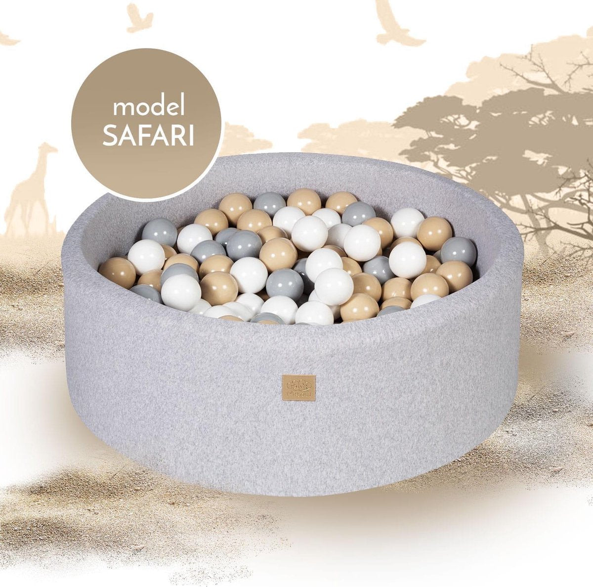 MeowBaby® Ballenbak set - incl. 250 ballen - Safari set - Grijs