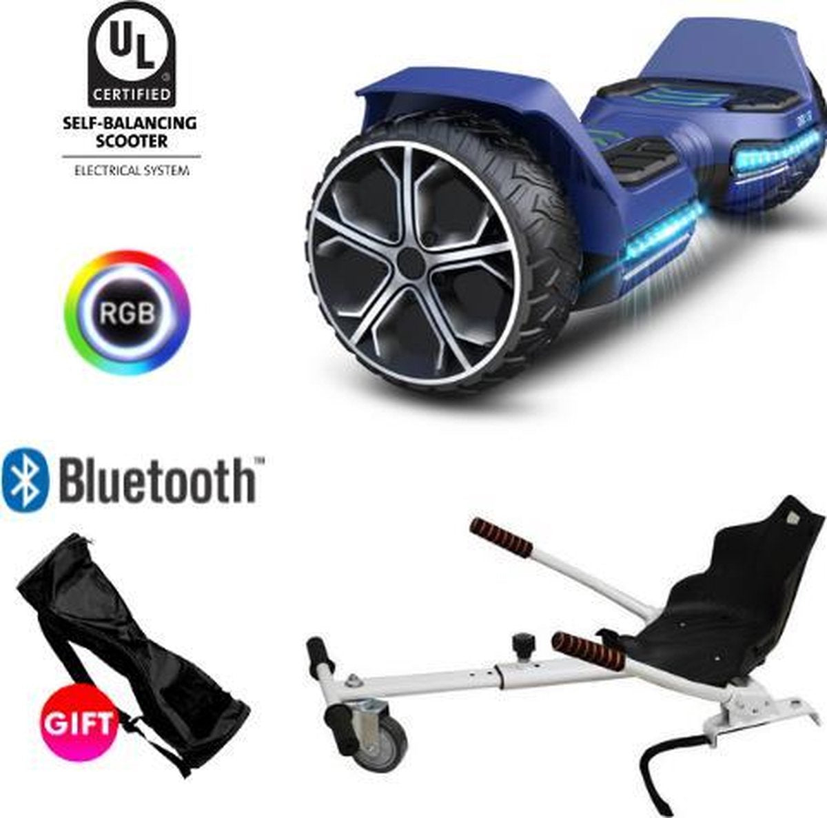 Gyroor G5 + Denver Hoverkart | Oxboard |6.5 Inch Wielen | Hoverboard met Hoverkart | Blauw