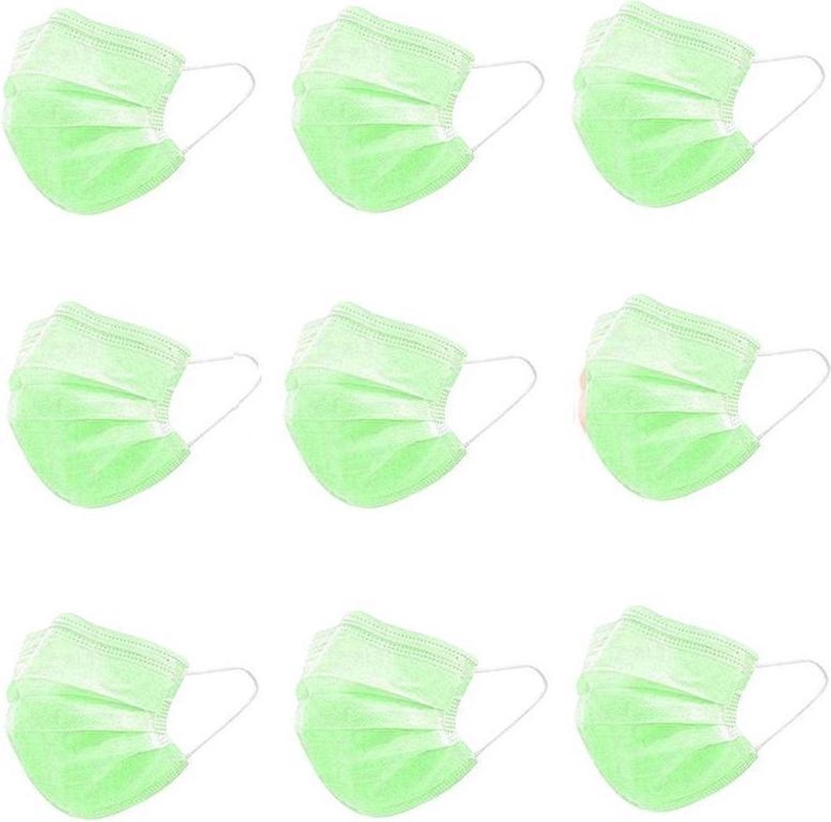 50 Groene Wegwerp Mondmaskers | 50 Gekleurde Mondkapjes | Mondkapjes Groen | 3 Laags | Hoogste Kwaliteitsgarantie