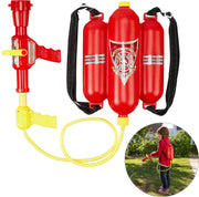 relaxdays waterpistool brandweer kinderen - met rugzak - brandweerspuit - rugtank - rood