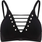 Seafolly Inka Rib High Neck Multi Roulea Tank - Bikinitopje Zwart Dames Sexy - Maat 36 (S)