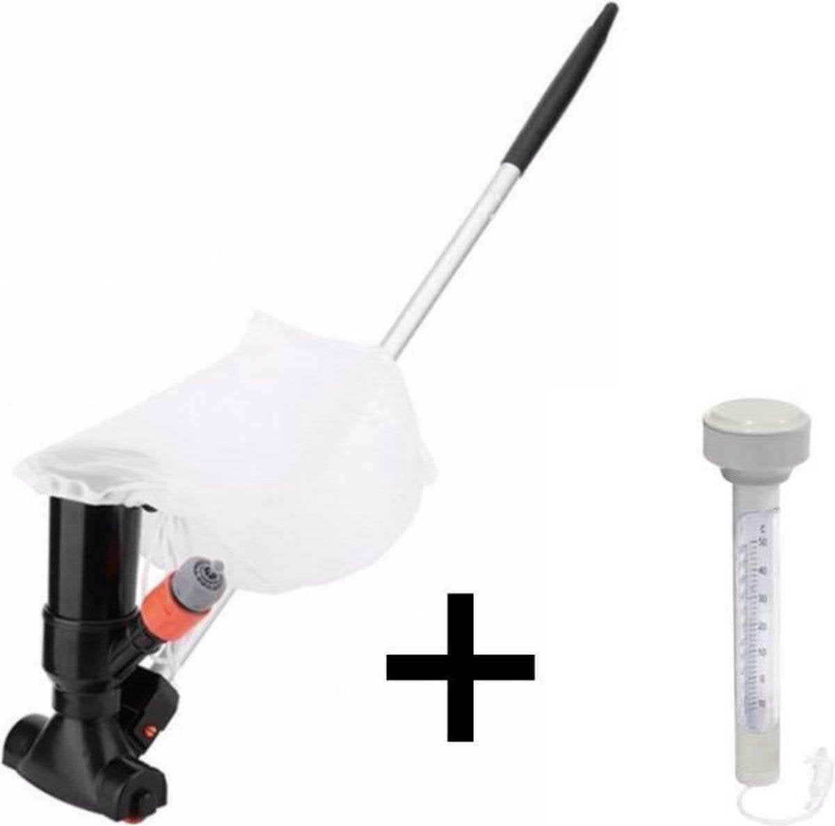 Zwembad Stofzuiger Inclusief Telescoopsteel & Intex Zwembadthermometer - COMPLETE SET - Zwembadstofzuiger - Bodemzuiger - Zwembadzuiger - Bodemzuiger Zwembad - Zwembad Onderhoud - Zwembad Schoonmaak