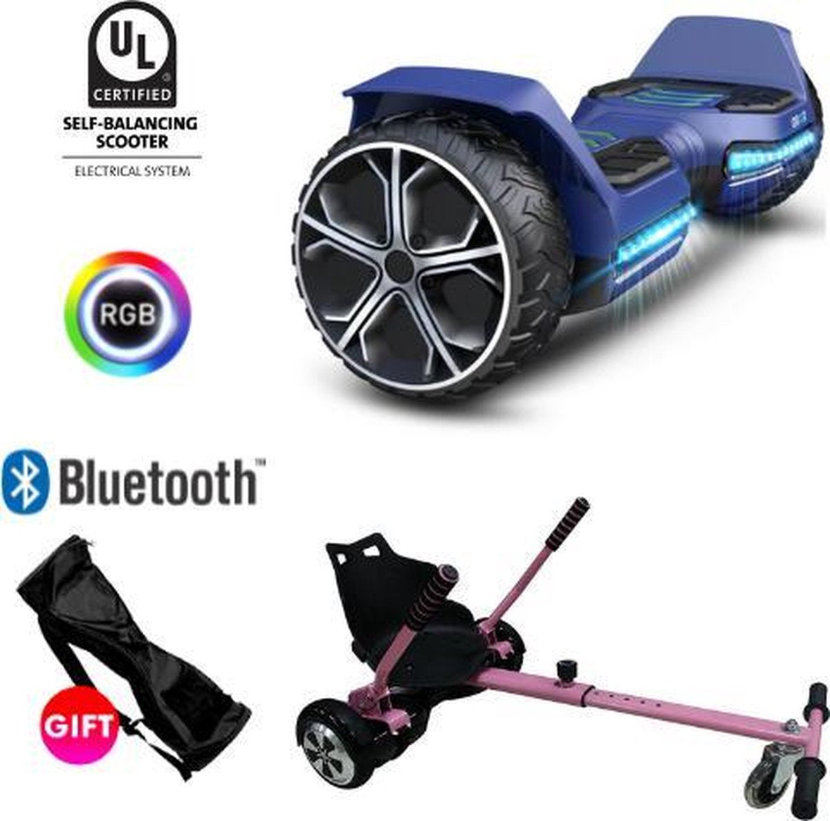 Gyroor G5 + Denver Hoverkart | Oxboard |6.5 Inch Wielen | Hoverboard met Hoverkart | Blauw
