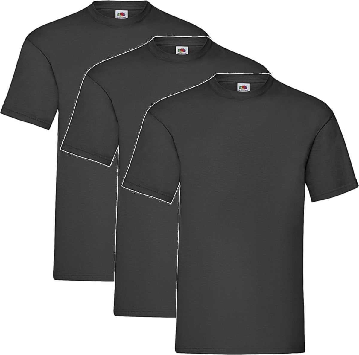 3 Pack - Fruit of The Loom - Shirts - Kids - Ronde Hals - Maat 104 - Zwart