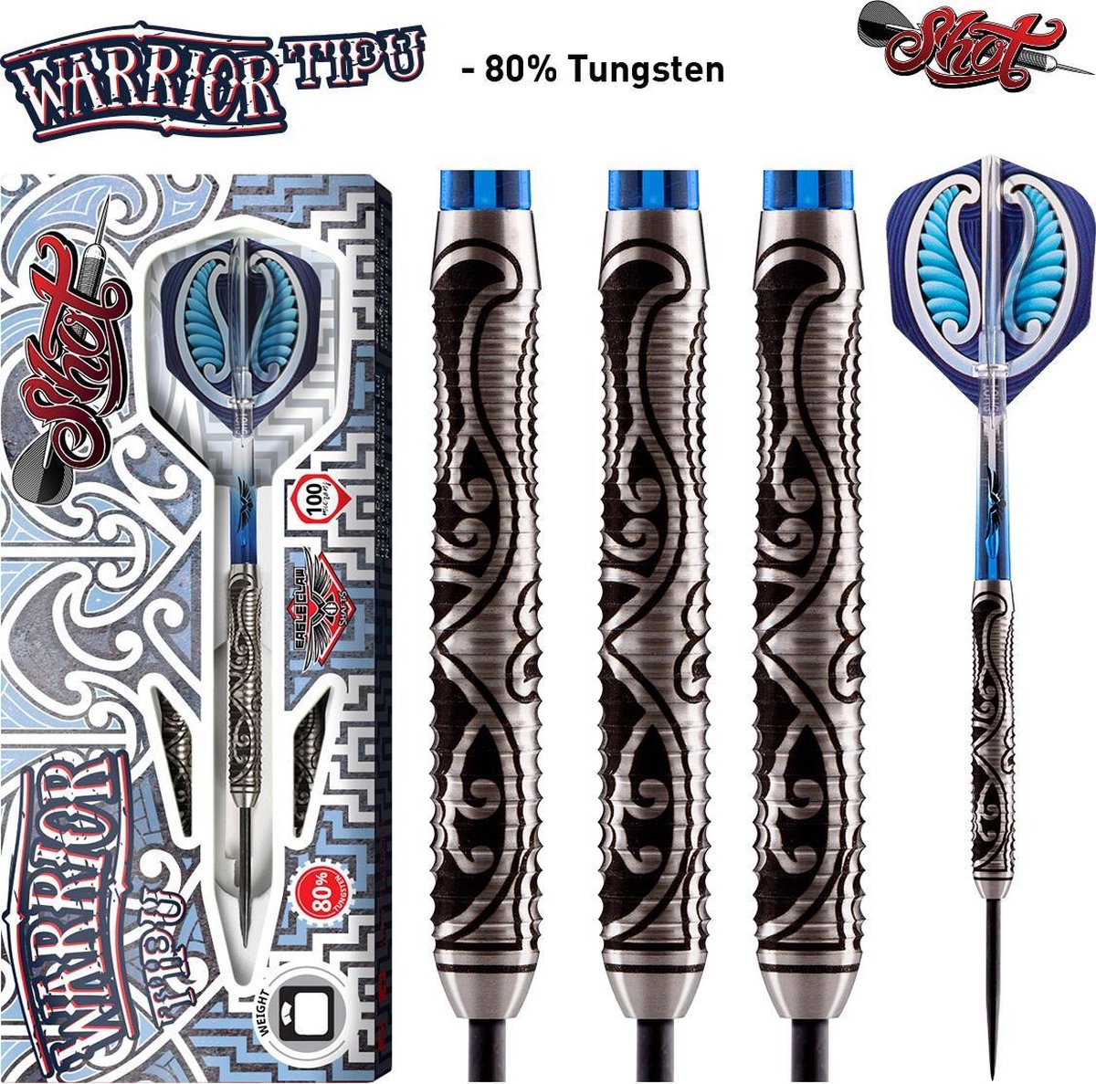 Shot Steeltip Warrior Tipu 80% 21 gram Dartpijlen
