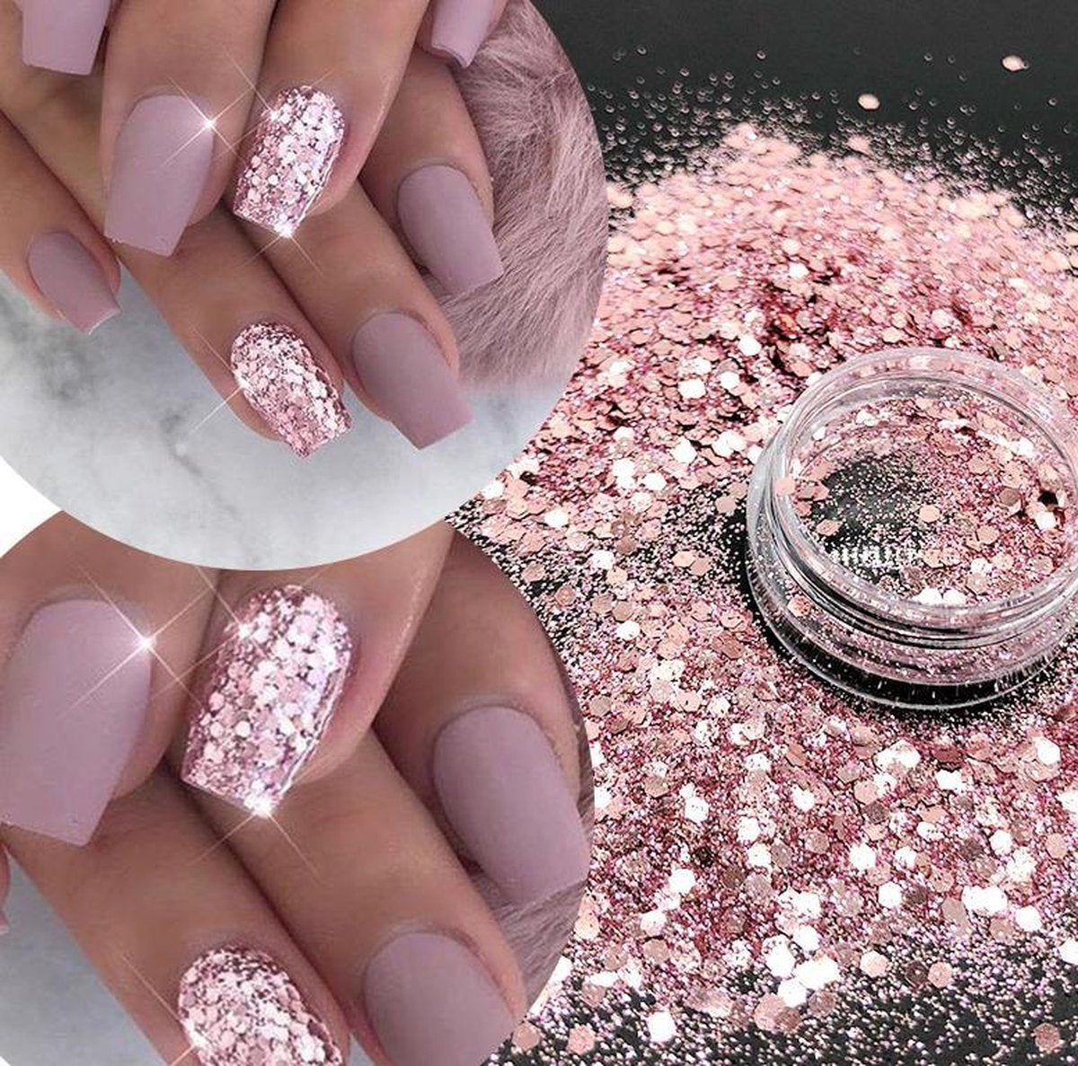 Hiden | Rose gold glitter - Nail Art Pailletten - Beauty & Gezond - Nagel producten