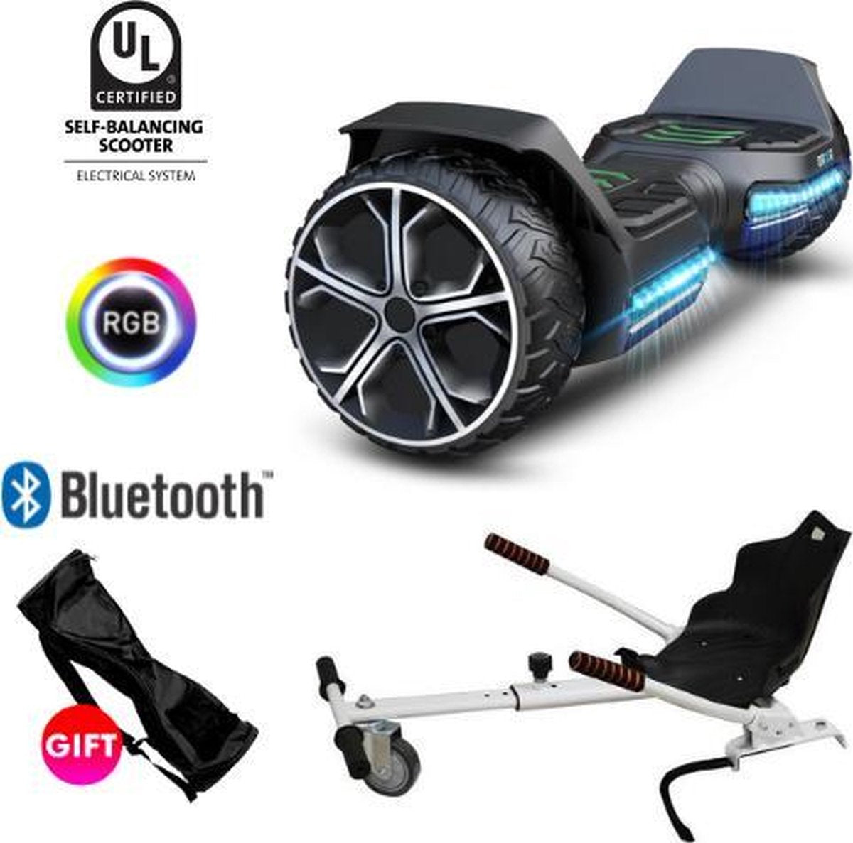 Gyroor G5 + Denver Hoverkart | Oxboard |6.5 Inch Wielen | Hoverboard met Hoverkart | Zwart