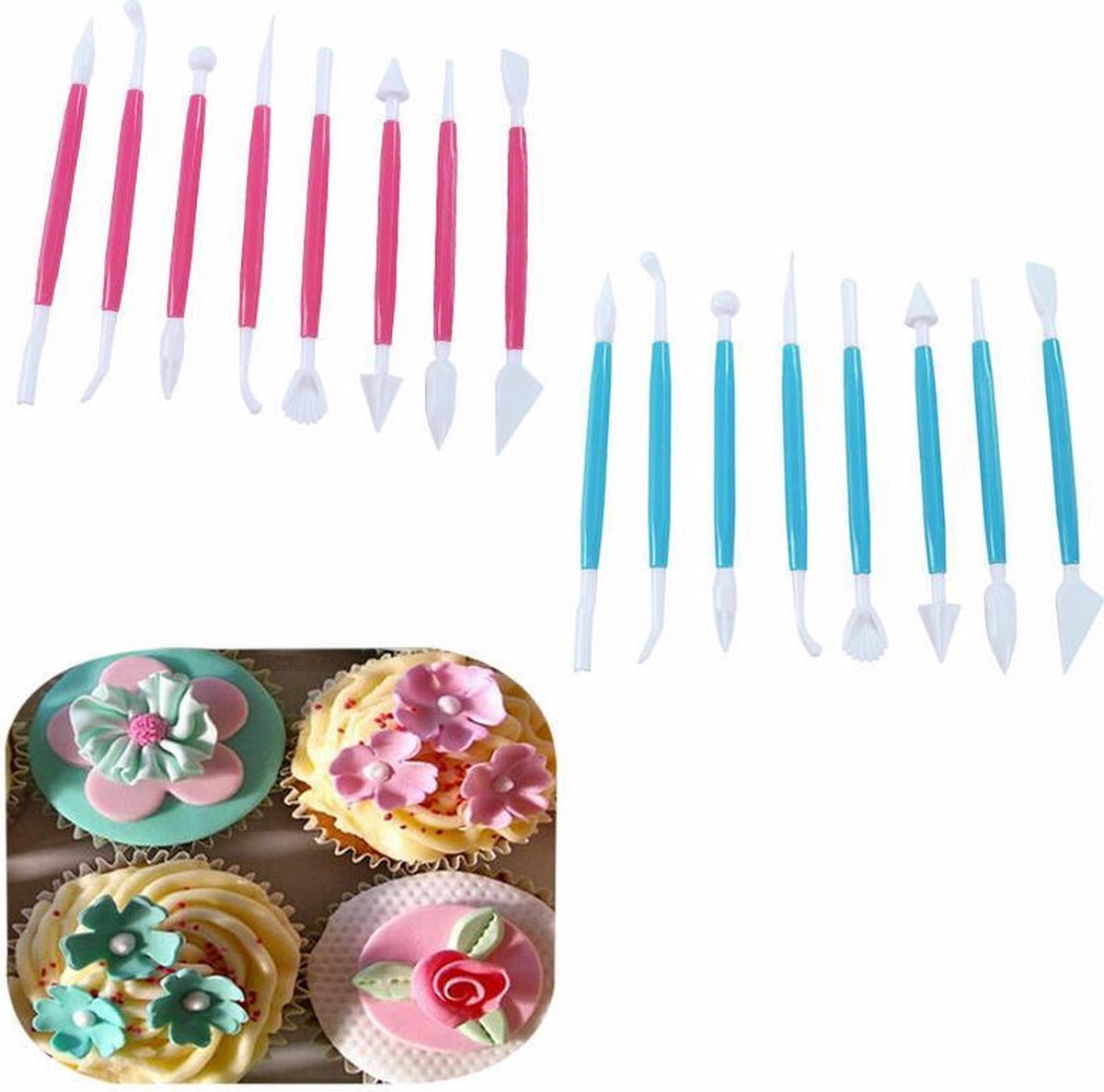 Modelling Tools  Set - Blauw - Set 8 stuks 16 Vormen