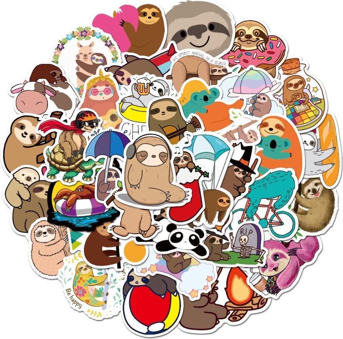 Winkrs | Luiaard stickers - Dieren Stickers - Luiaard  - Leuke Stickers -  50 stuks voor laptop