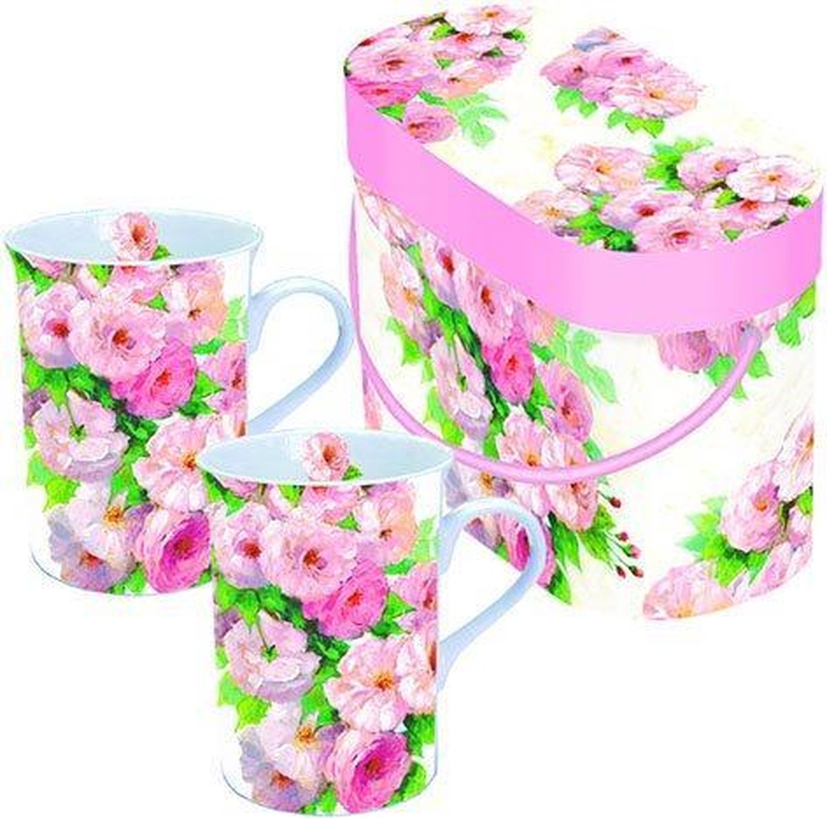 Set van 2 bekers  met bloemen in luxe doos