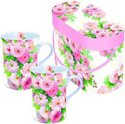 Set van 2 bekers  met bloemen in luxe doos
