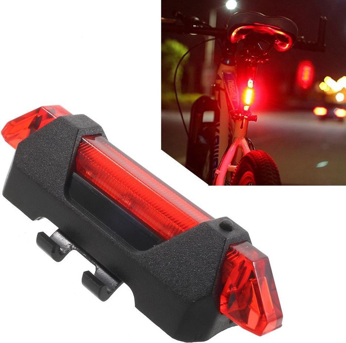 Oplaadbare USB Fiets verlichting Zadelpost - Rood