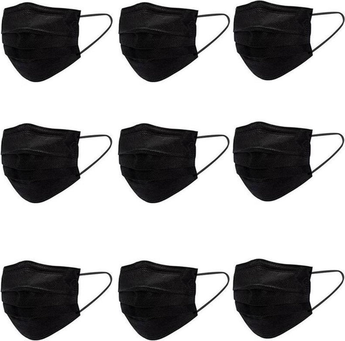 Zwarte Kinder Wegwerp Mondmaskers | 50 Gekleurde Mondkapjes voor Kids Zwart | 14.5 x 9 cm | 3 Laags | Hoogste Kwaliteitsgarantie