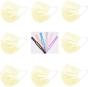 Gele Wegwerp Mondmaskers | 100 Geel Gekleurde Mondkapjes | Met 6 Earsavers Mixed Kleuren | 3 Laags | Hoogste Kwaliteitsgarantie