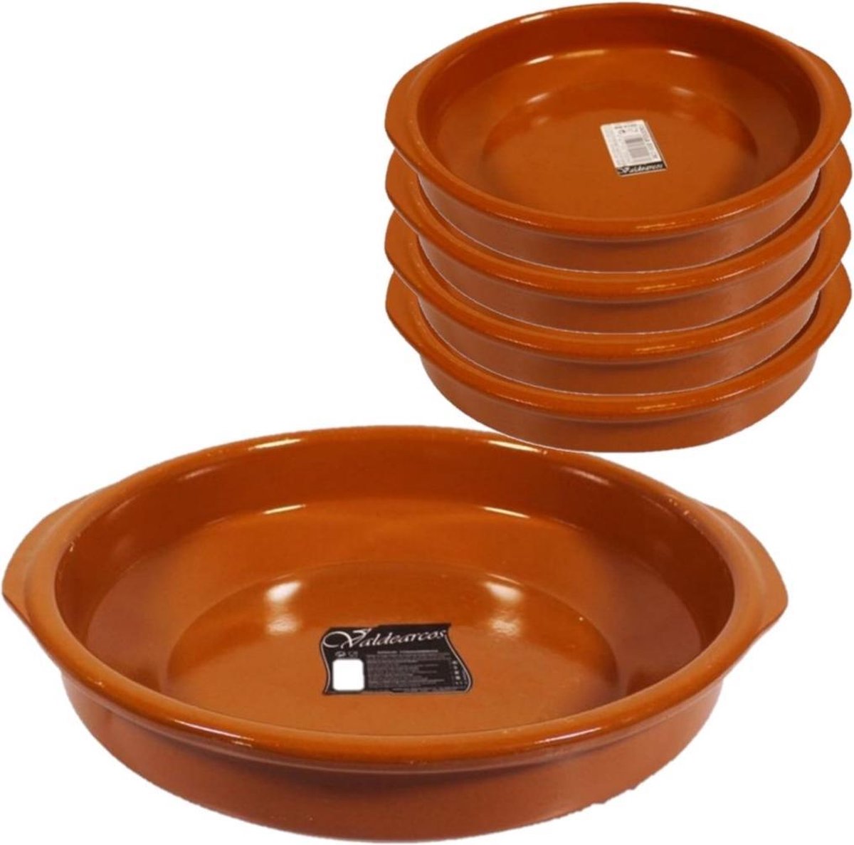 Set van 5x stuks tapas borden/ovenschalen Alicante met handvatten 38 en 20 cm - Serveerschalen - Tapasschalen
