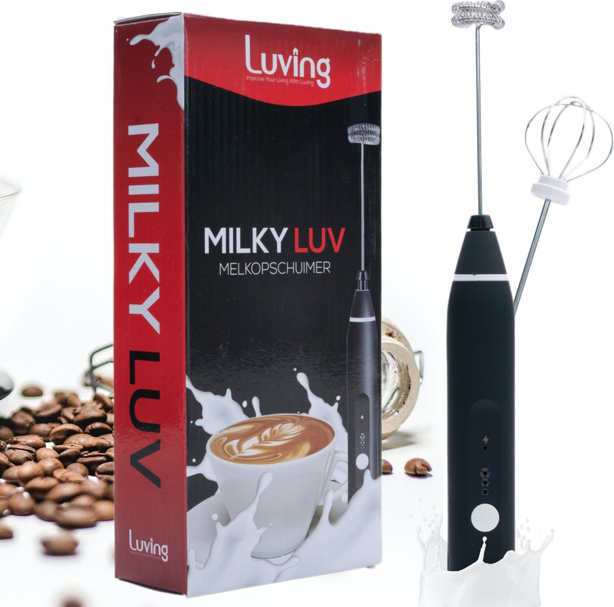 Luving™ - Handmatige Melkopschuimer - USB Oplaadbaar - Melkopschuimer Elektrisch - Zwart