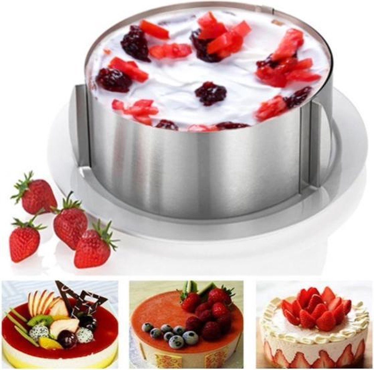 Verstelbare Bakvorm - Cakevorm - Koekvorm - Rond - RVS - 15-20 cm