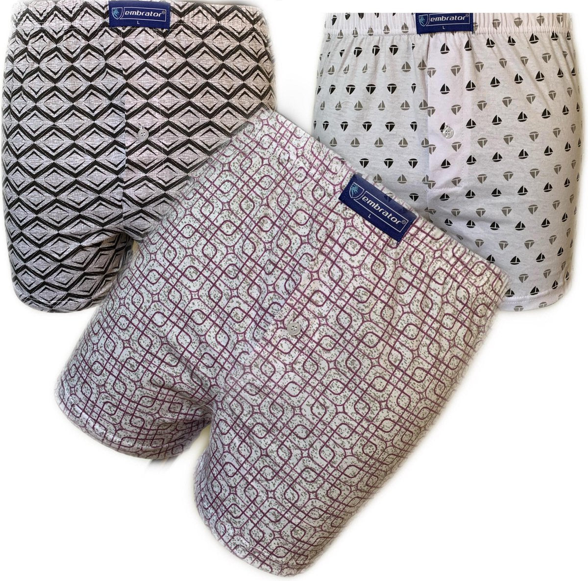 Embrator 3-stuks mannen Boxershorts Loose Fit katoen maat L