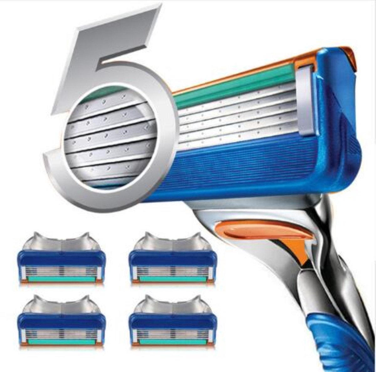 Aanbieding 2 x 4 Scheermesjes 5 blades met houder